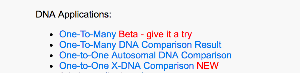 Gedmatch DNA Applications screenshot