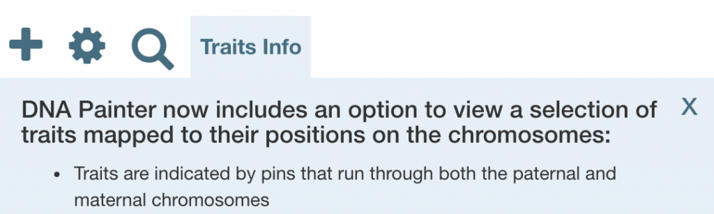 Image of 'Traits info' panel with background information about mapping traits in your dna