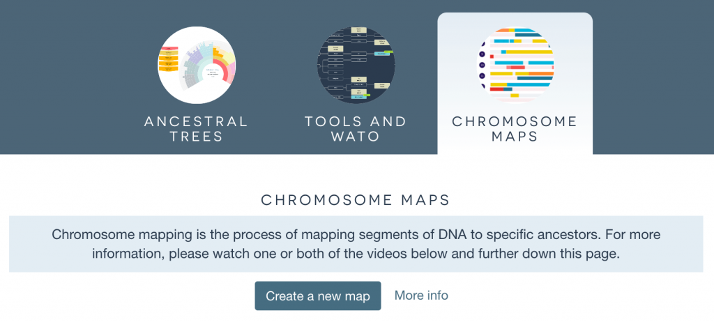 The 'Chromosome maps' section of the homepage dashboard with the 'Create a new map' button