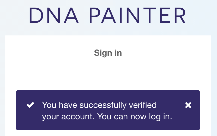 DNA Painter verification confirmation message
