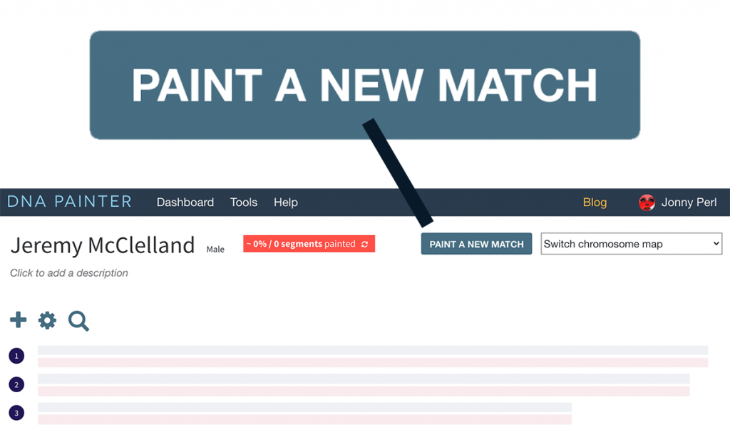 The Paint a new match button found towards the top right of any chromosome map