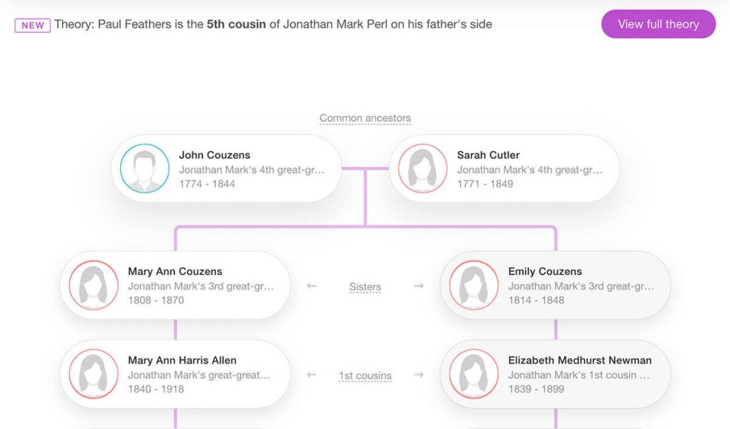 A tree showing the genealogical connection between me and Paul