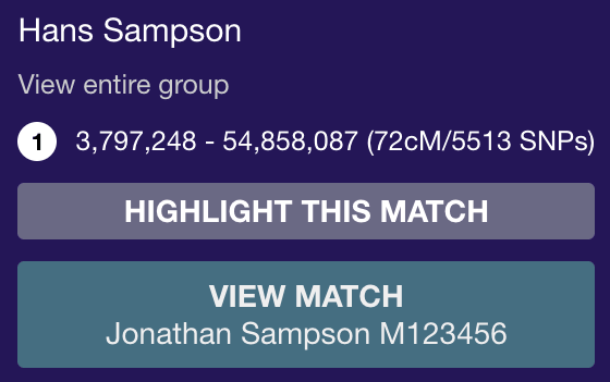 Match popup featuring 'highlight this match' button