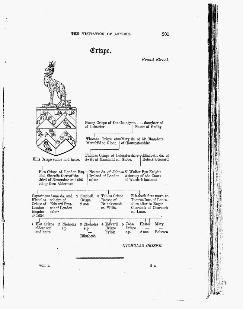 An old pedigree of the Crispe family