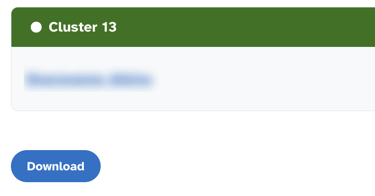 The Download button, tucked away at the bottom of the DNA Relatives Clustering page
