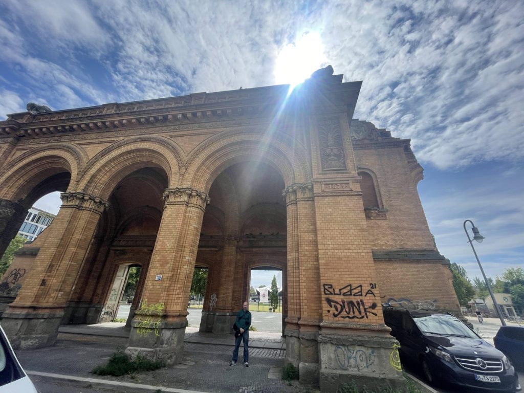 My brother standing at the entrance